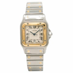 Cartier Santos Galbee 187901 Men's Quartz Watch Cream Dial Two-Tone SS