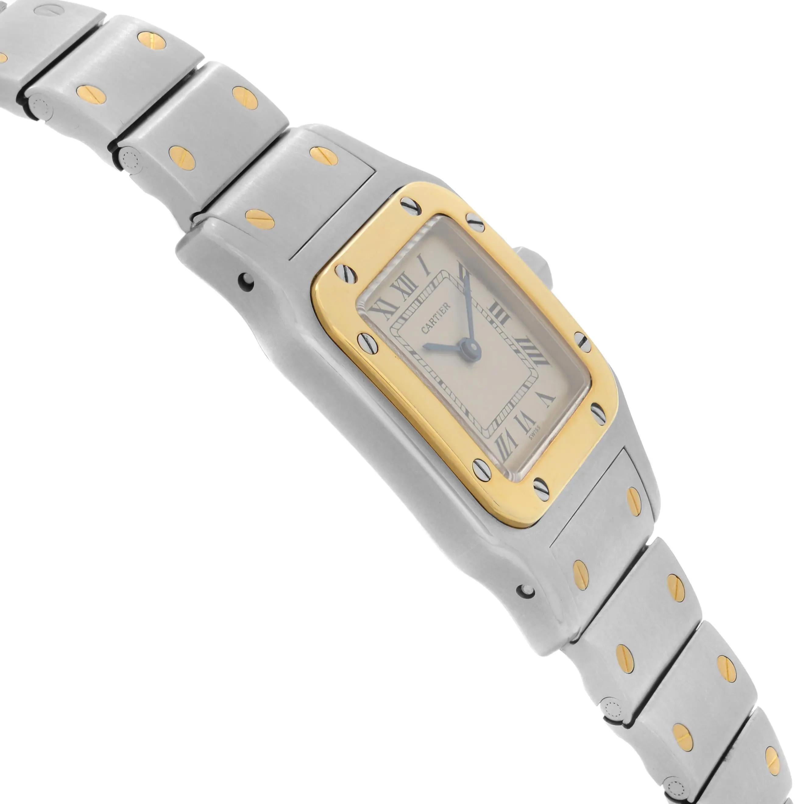 Women's Cartier Santos Galbee 18k Gold Steel Off-White Dial Quartz Ladies Watch 1057930