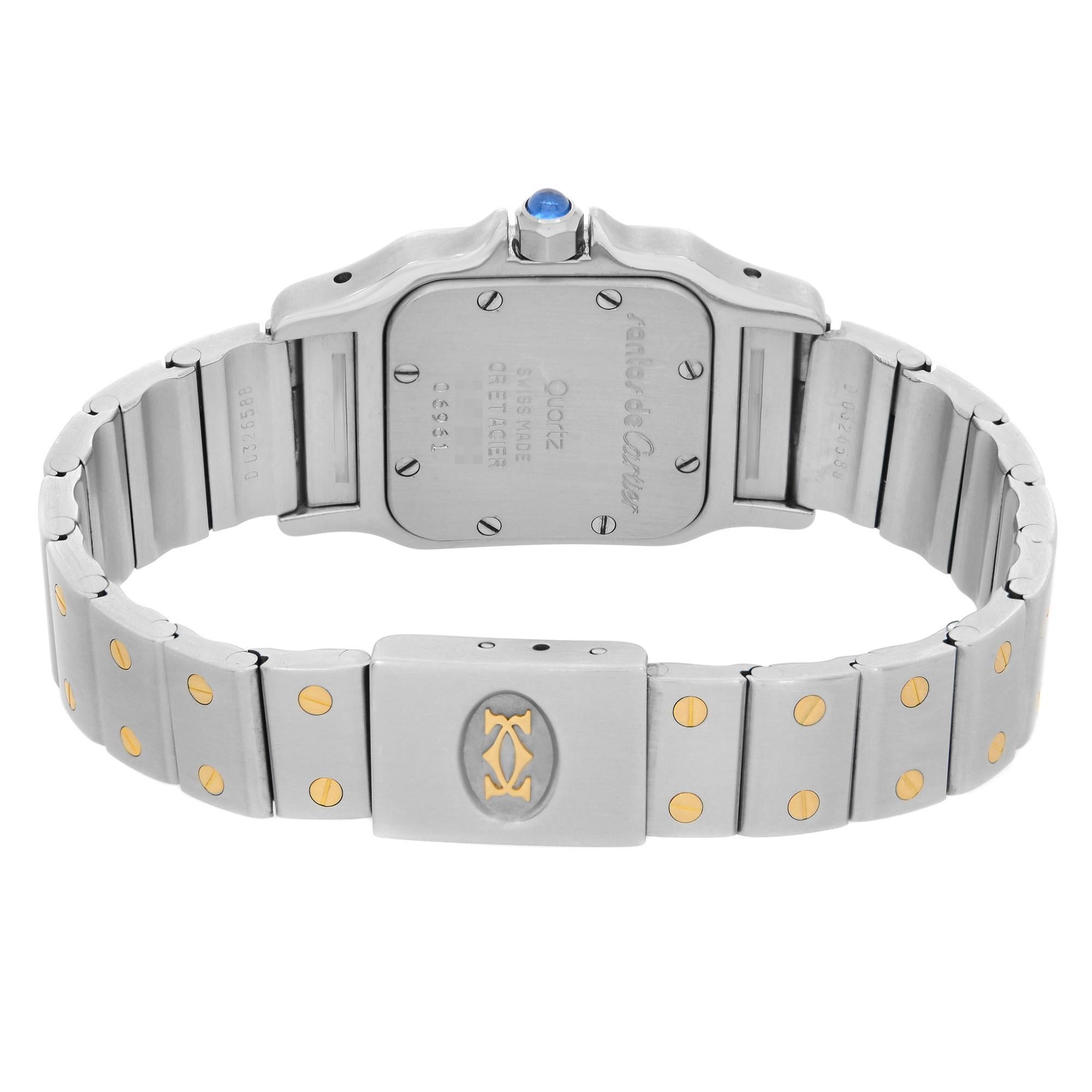 Cartier Santos Galbee 18k Gold Steel Off-White Dial Quartz Ladies Watch 1057930 2