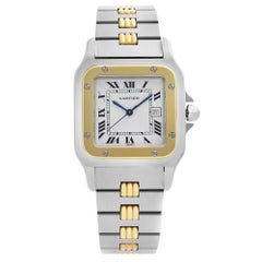 Cartier Santos Galbee 18k Gold Stahl Weißes Zifferblatt Automatik Unisex-Uhr 2961