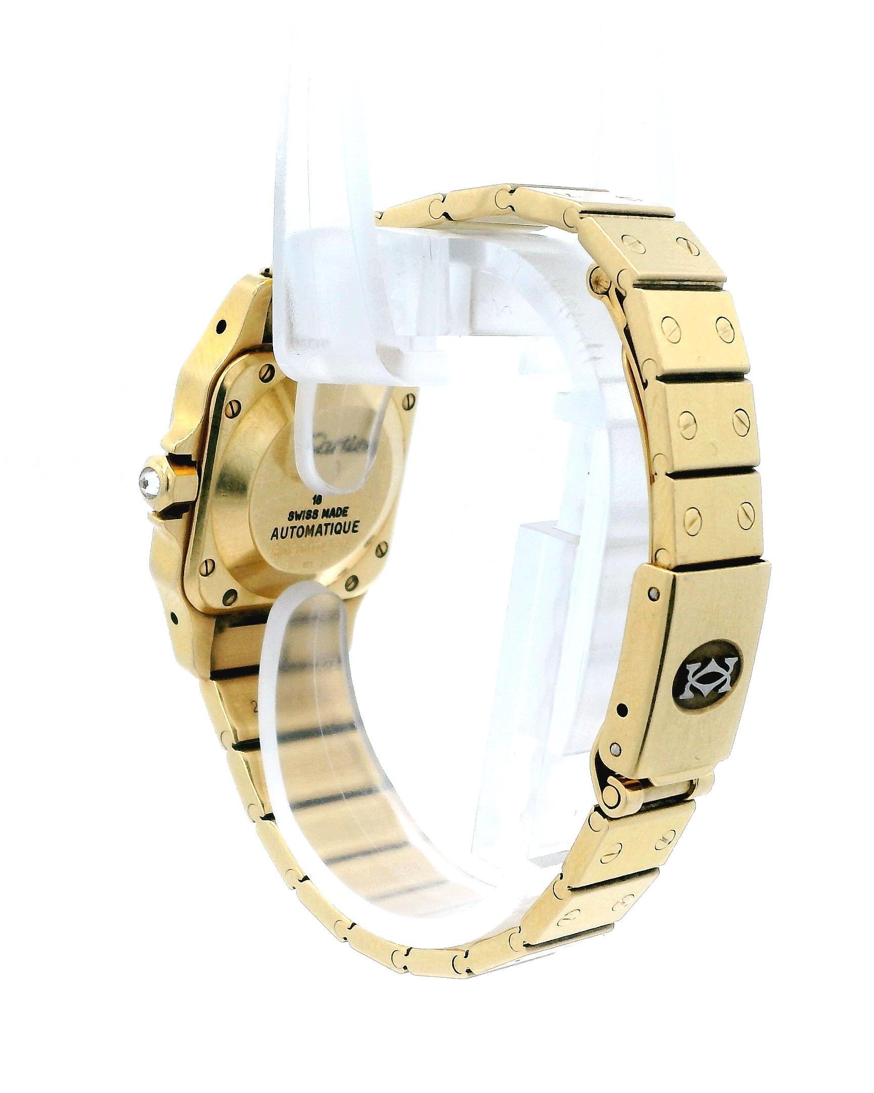 Cartier Santos 18K Yellow Gold Factory Diamond Bezel Automatic Watch For Sale 1