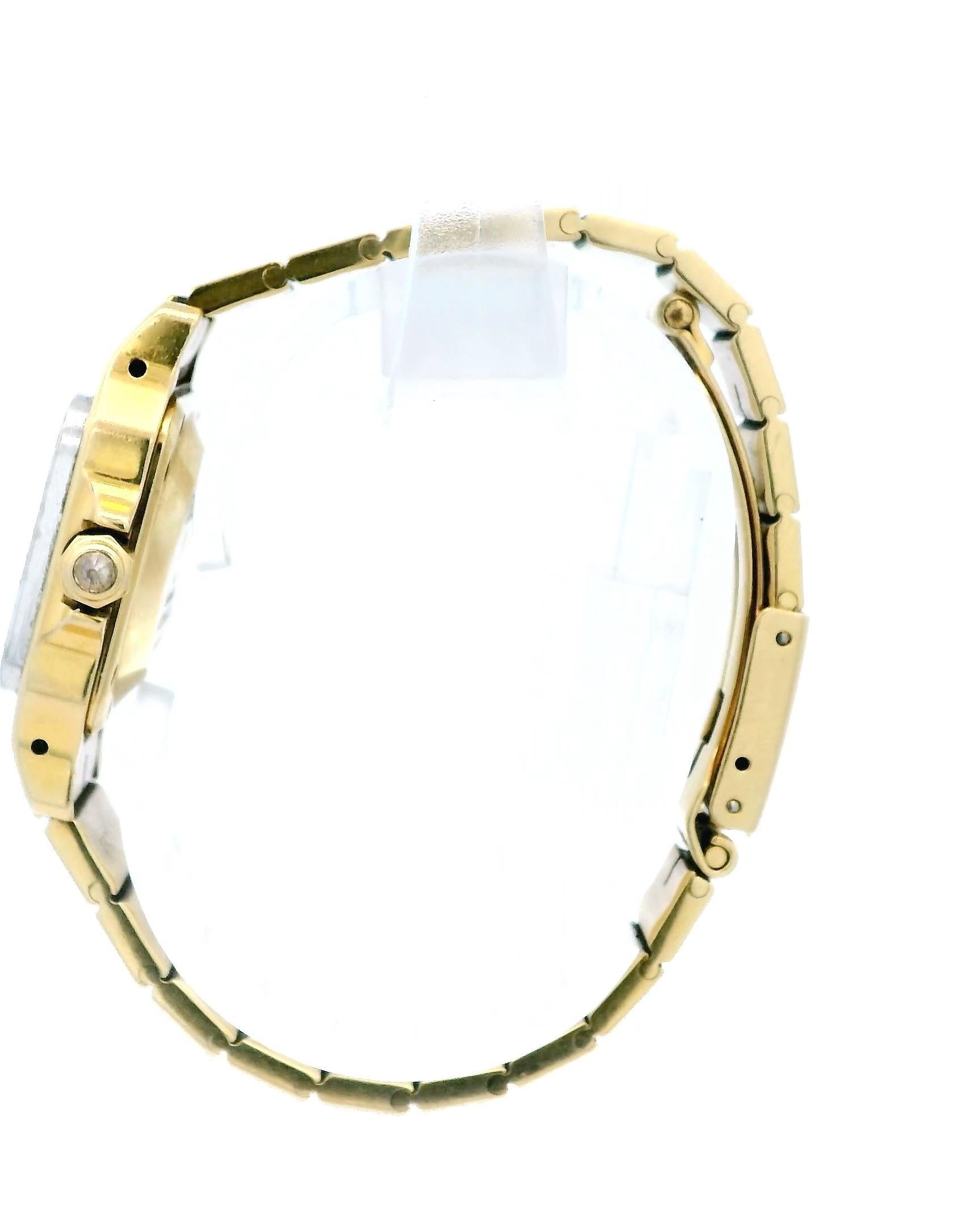 Cartier Santos 18K Yellow Gold Factory Diamond Bezel Automatic Watch For Sale 3