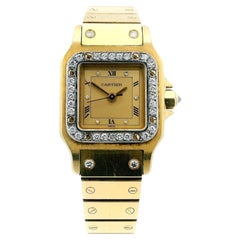 Orologio automatico Cartier Santos in oro giallo 18 carati con lunetta in diamanti
