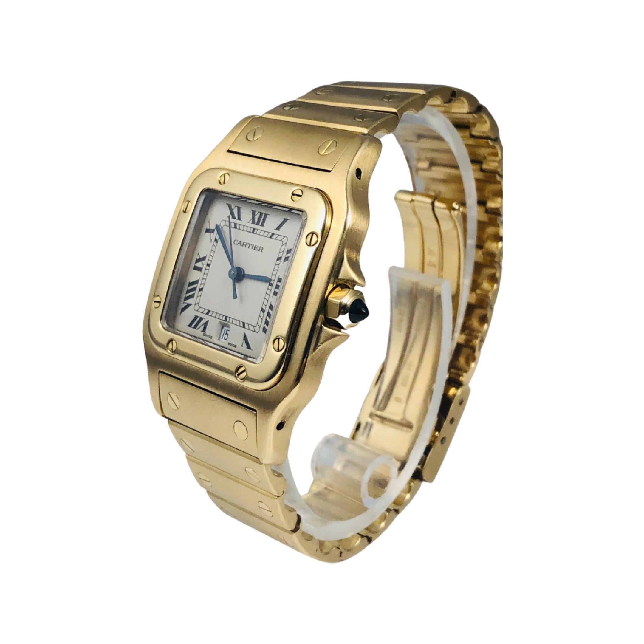 Cartier Santos Galbee 18k Gelbgold Ref. 887901 Weißes Zifferblatt Uhr Damen