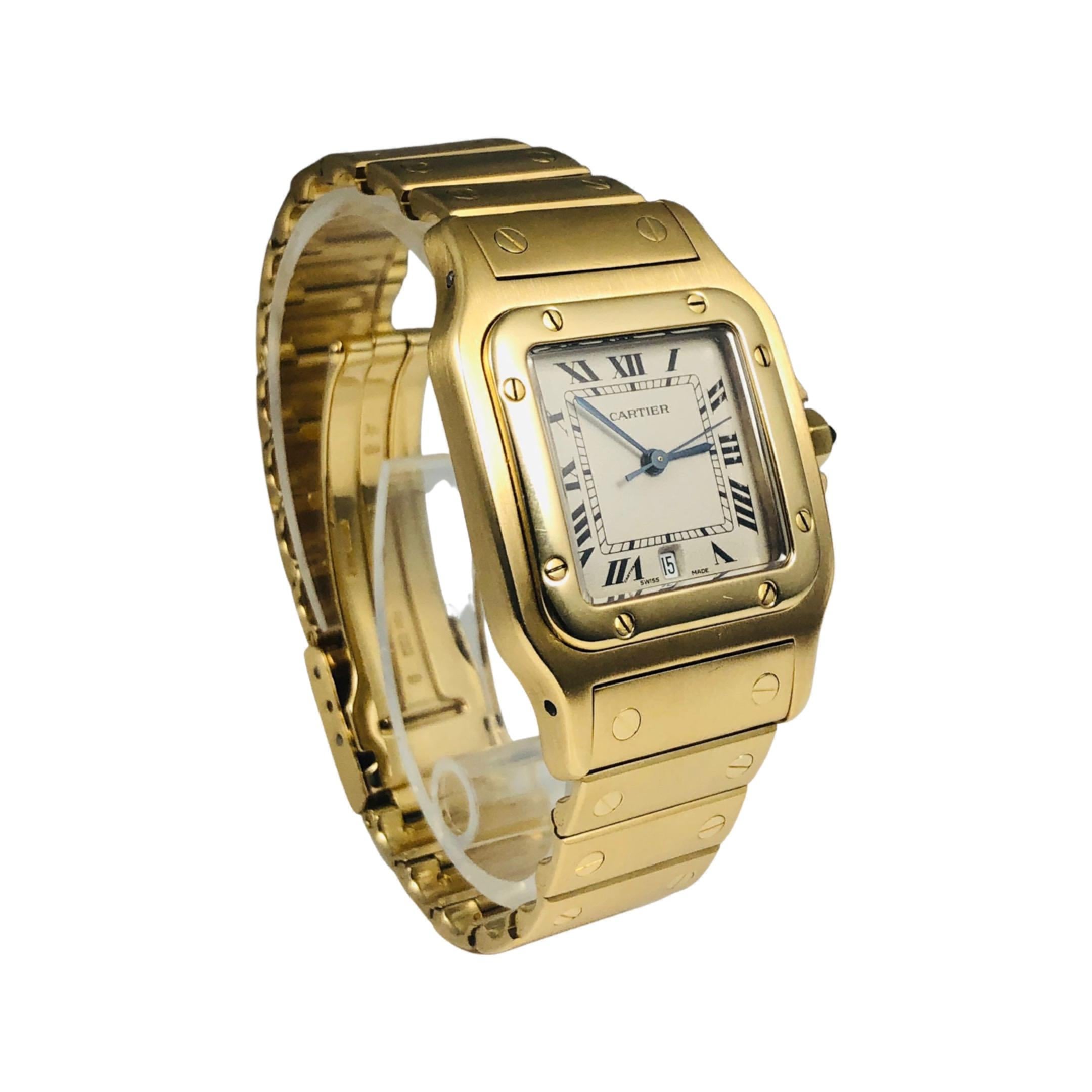 Cartier Santos Galbee 18k Gelbgold Ref. 887901 Weißes Zifferblatt Uhr 1