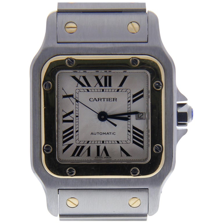 Cartier Santos Galbee 2319 with Band, Yellow-Gold Bezel and Silver Dial ...