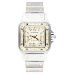 Cartier Santos Galbée 24 mm Women's Two Tone Yellow Gold 2423 Watch Diamonds