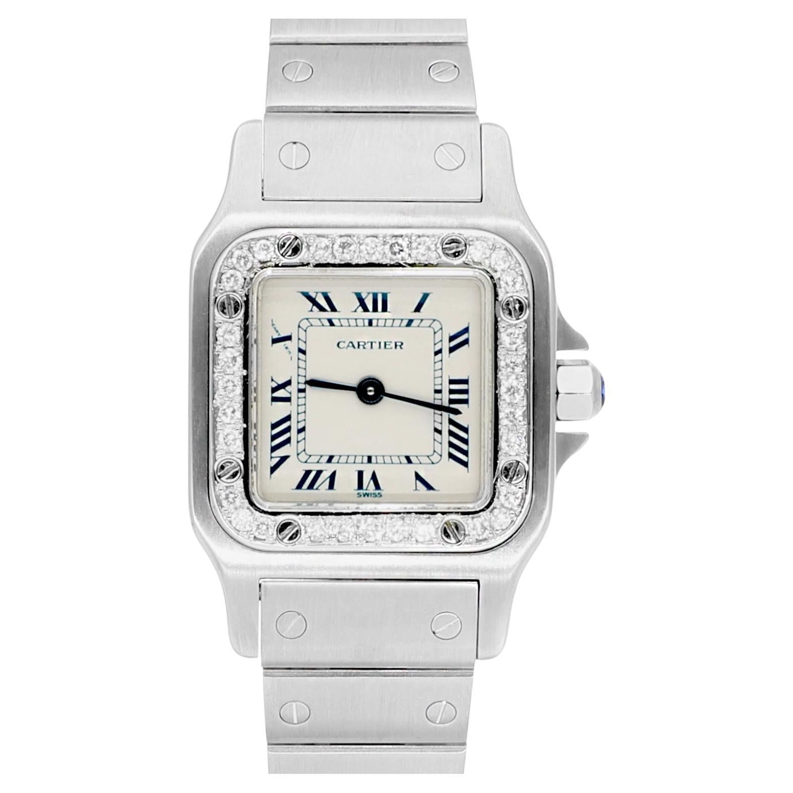 Cartier Santos Galbée 24 mm Women's Watch Stainless Steel with Diamonds 1565 For Sale