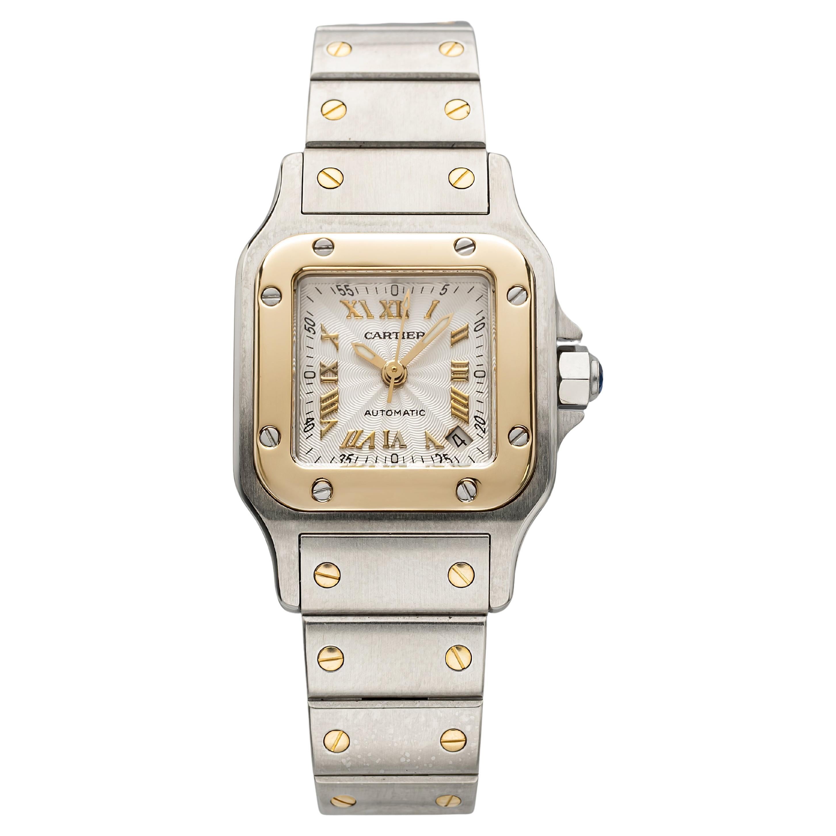 Cartier Santos Galbée 2423 Two-Tone Automatic Silver Guilloché Dial 24mm