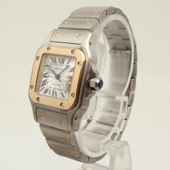 Cartier Santos Galbee 24mm 18K Gold Stahl Silber Zifferblatt Automatikuhr 2423