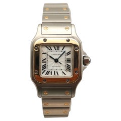 Cartier Santos Galbee 24mm 18K Gold Stahl Silber Zifferblatt Automatikuhr 2423