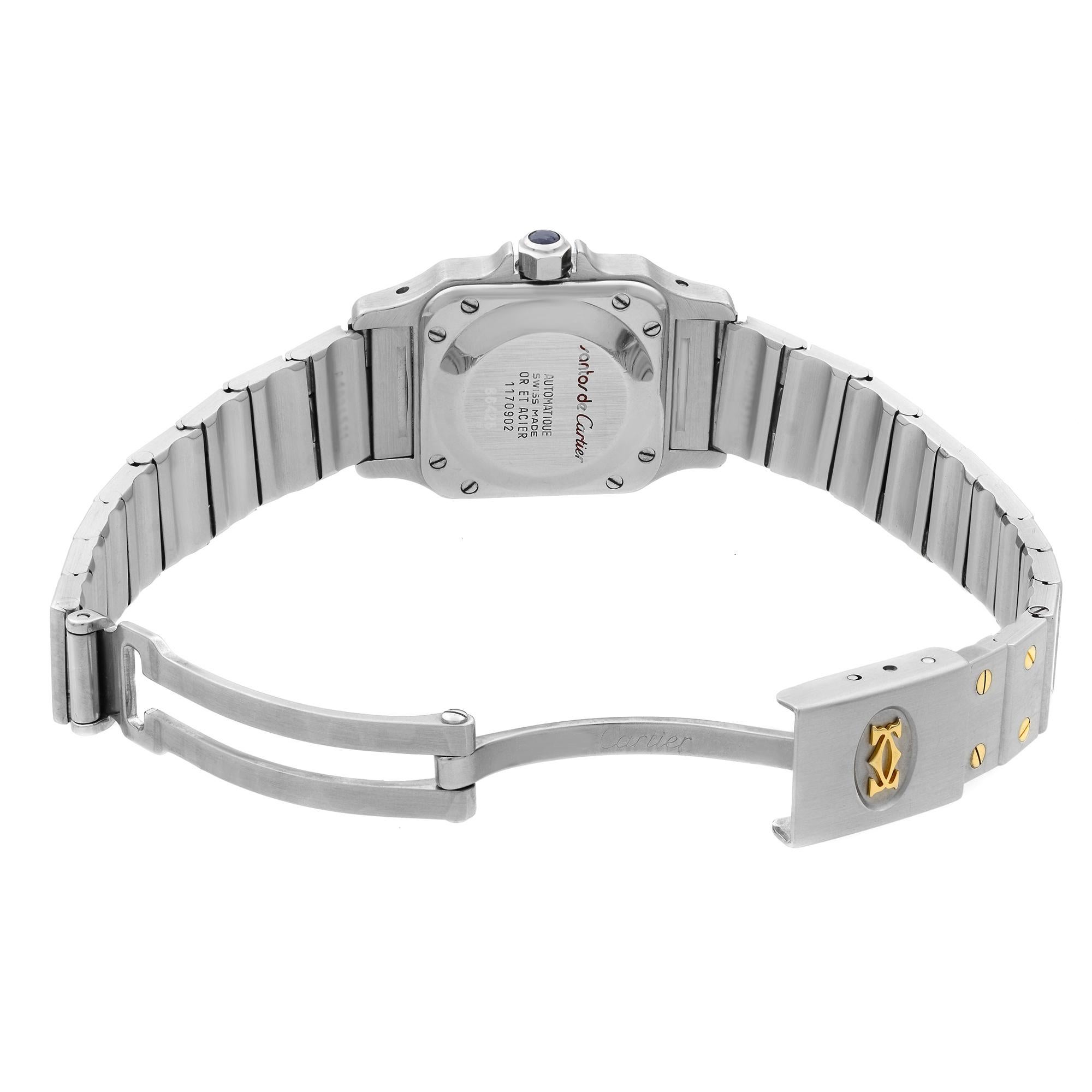 Cartier Santos Galbee 18 Karat Gold Steel White Dial Ladies Watch 1170902 1