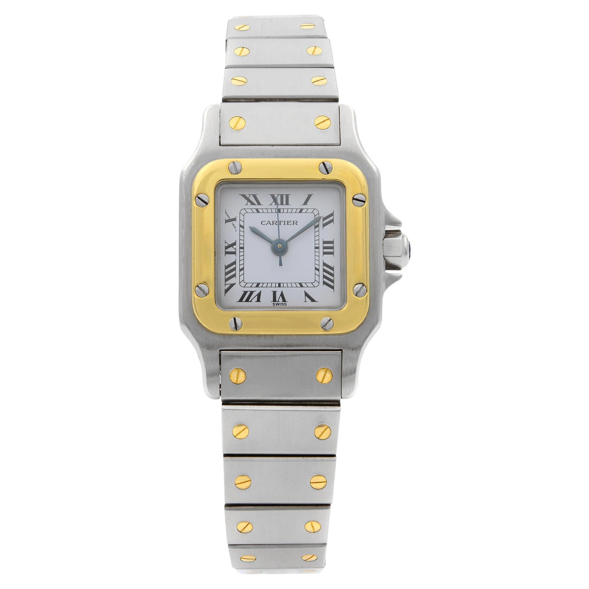 Cartier Santos Galbee 24mm 18k Gold Steel White Dial Ladies Watch 1170902