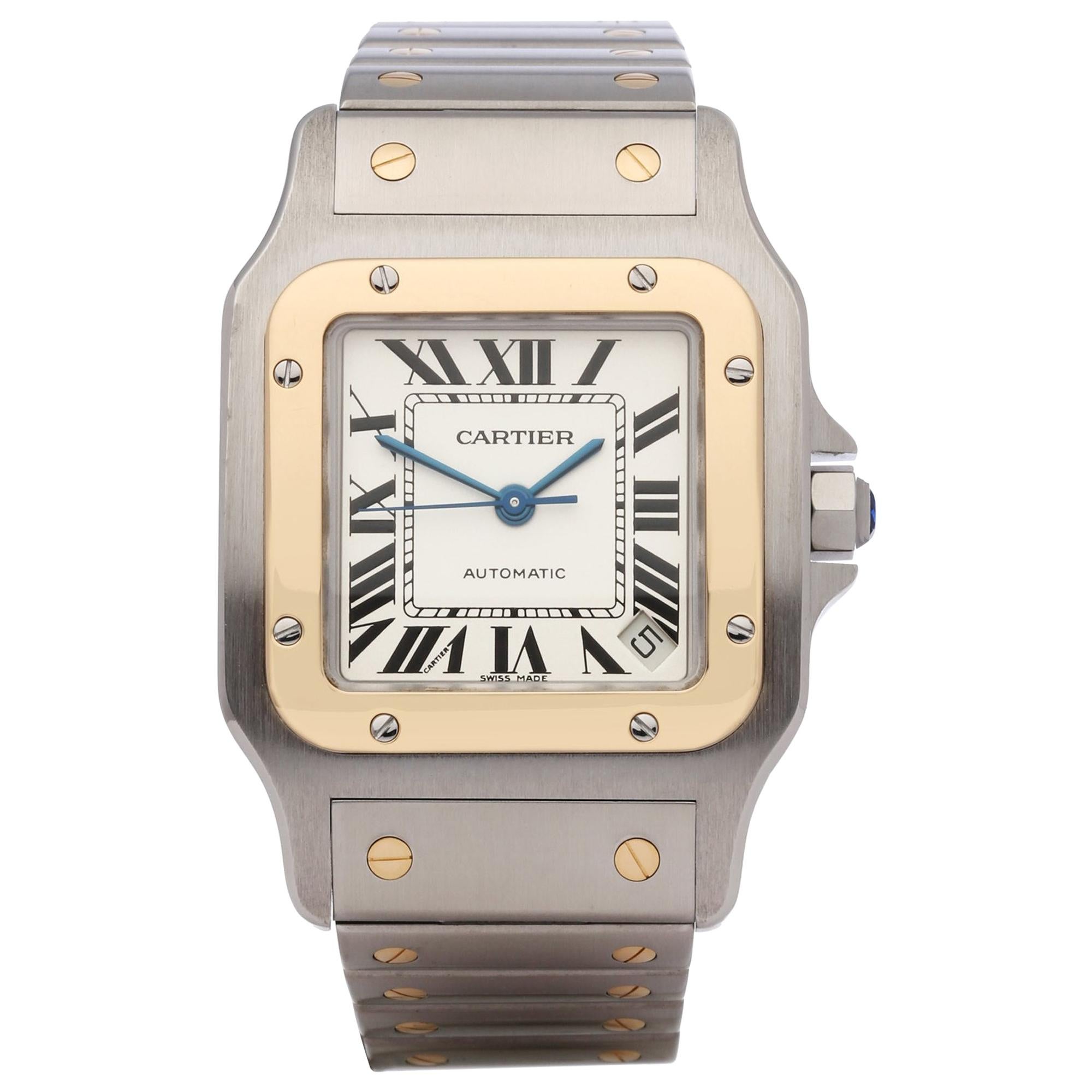 Cartier Santos Galbee 2823 Mens Stainless Steel & Yellow Gold XL Automatic Watch