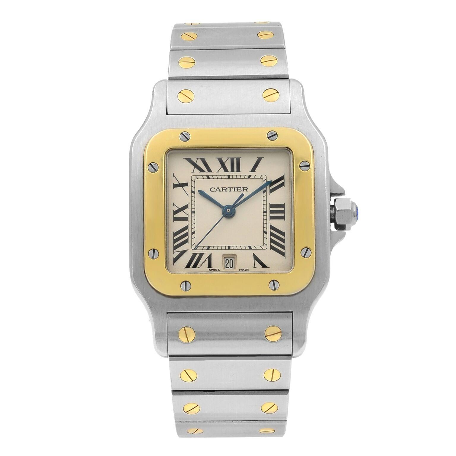 Cartier Santos Galbee 29 Steel Gold Off-White Dial Unisex Quartz Watch W20011C4