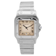 Montre Cartier Santos Steele 29MM 1564 W20025D6 Cadran romain blanc en acier inoxydable