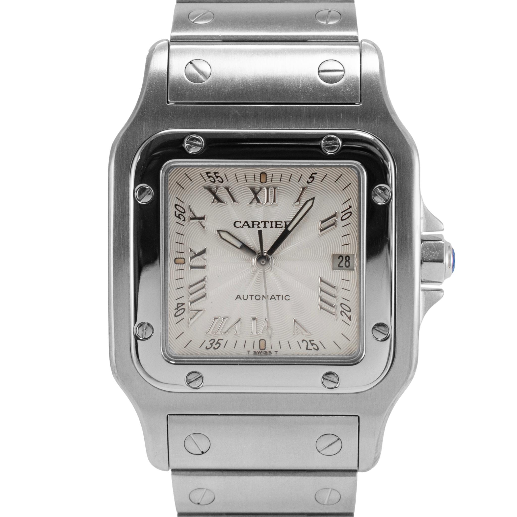 Marca: Cartier

Sexo: Señoras

Tipo de metal: Acero inoxidable

Diámetro: 29,00 mm

Peso: 89,19 gramos

Reloj de pulsera Cartier para señora, de acero inoxidable y fabricación suiza. Grabado con 