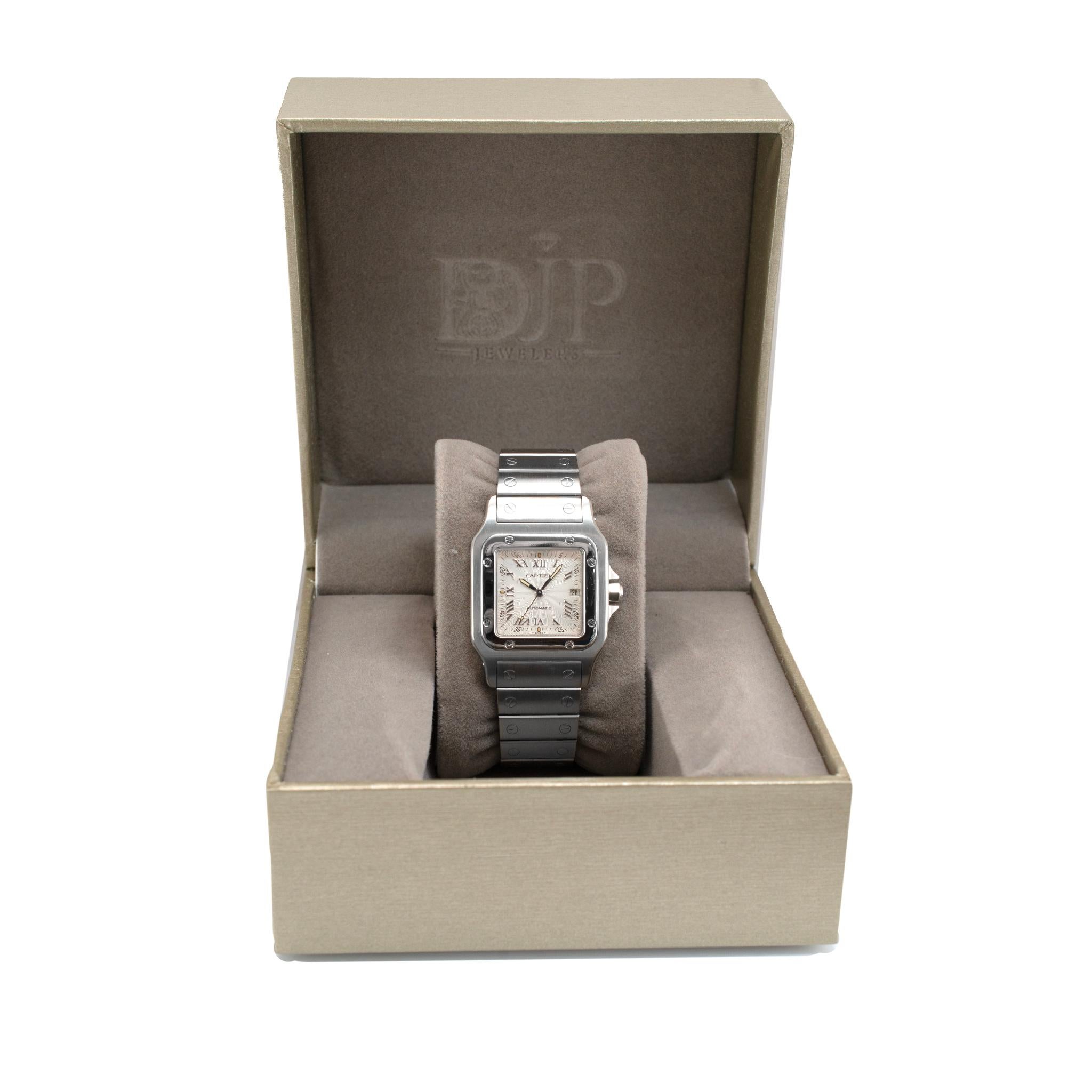 Reloj Cartier Santos Galbée 29MM 2319 Esfera romana guilloché Acero Automático en venta 4