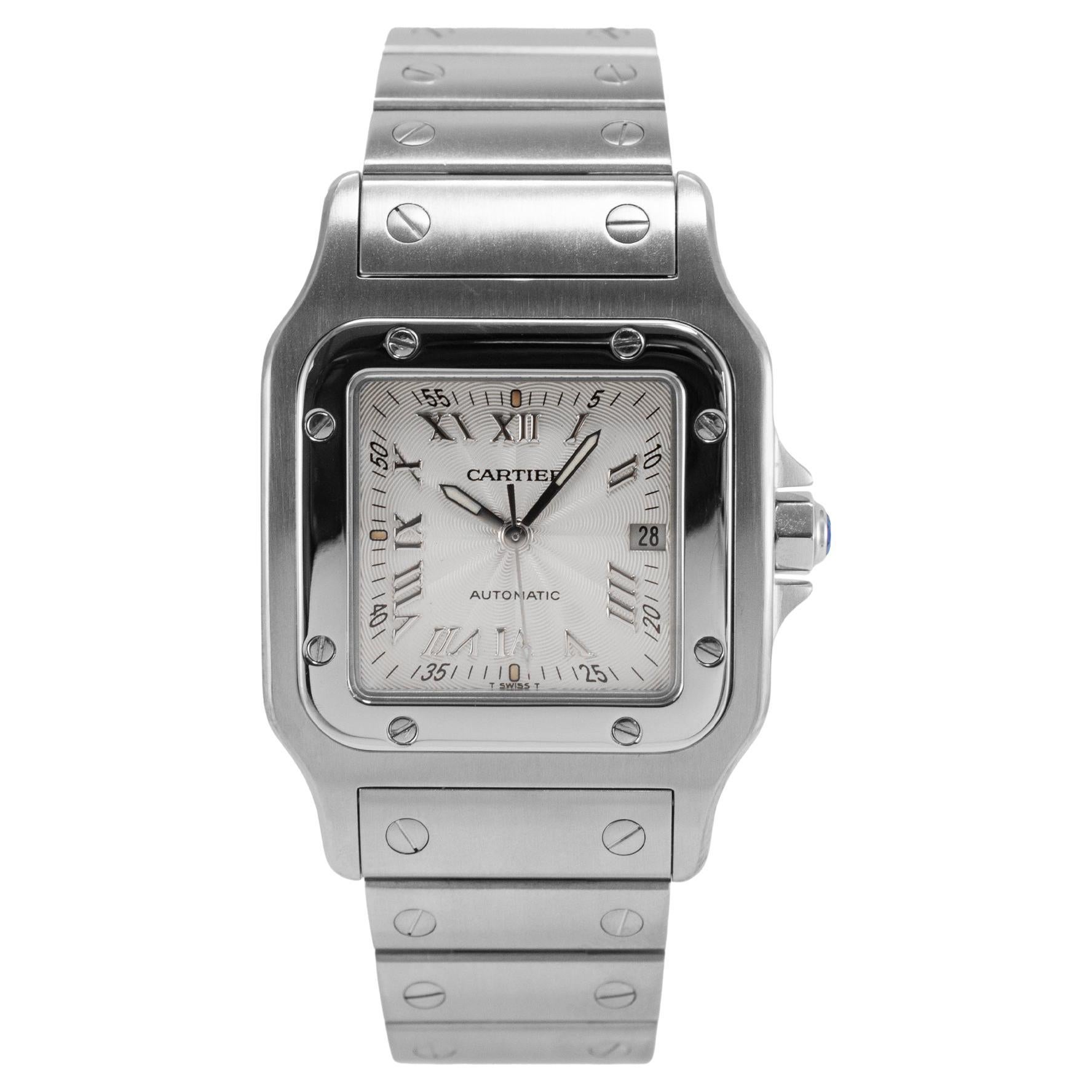 Reloj Cartier Santos Galbée 29MM 2319 Esfera romana guilloché Acero Automático