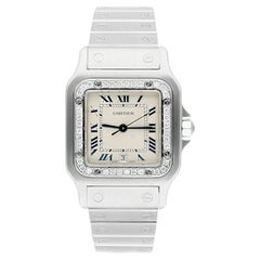 Retro Cartier Santos Galbée 29mm Ladies Stainless Steel Watch with Diamond Bezel