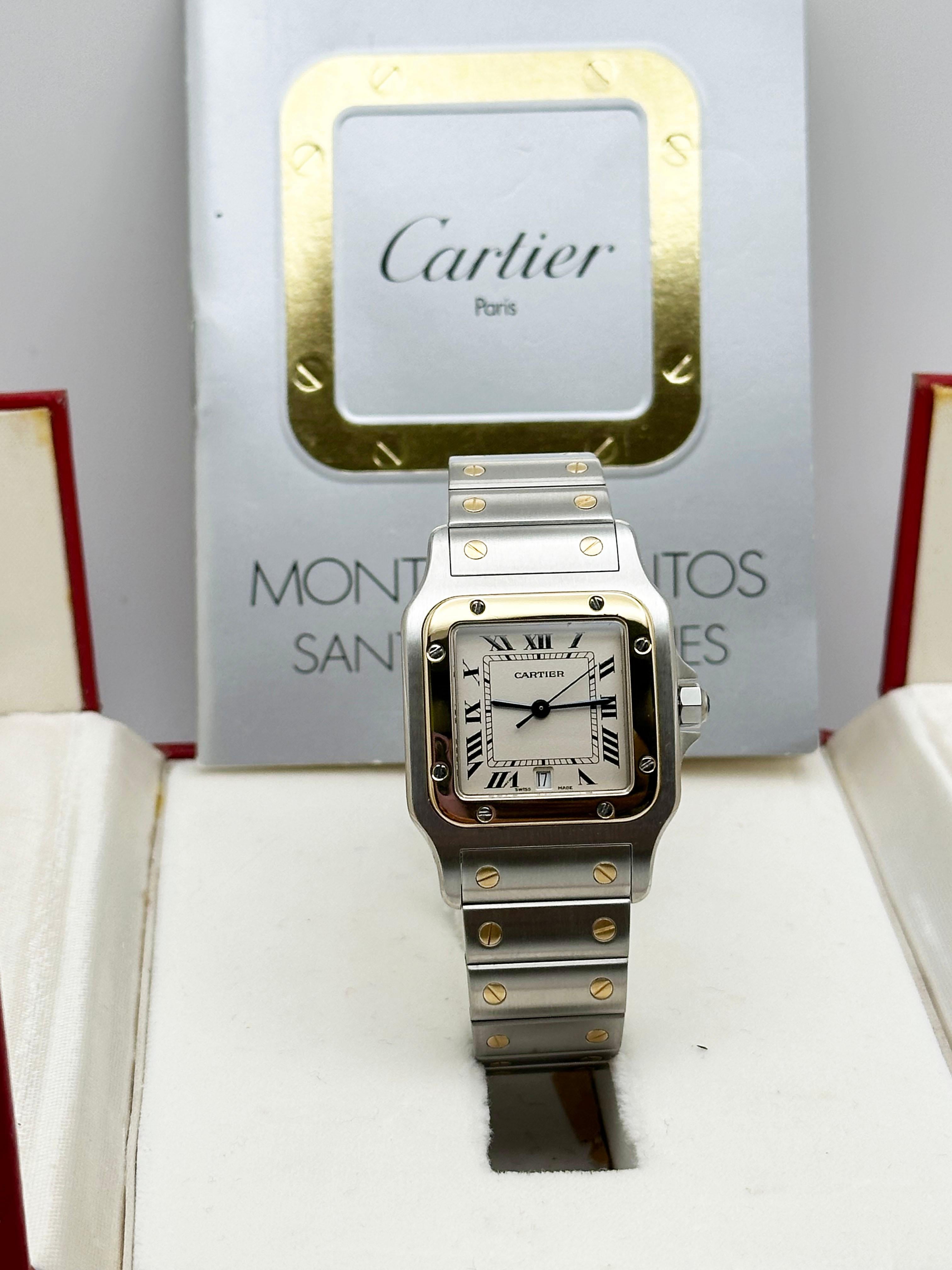 Cartier Santos Galbee 29mm Ref 187901 18K Gelbgold Edelstahl-Kasten aus Edelstahl im Zustand „Hervorragend“ in San Diego, CA