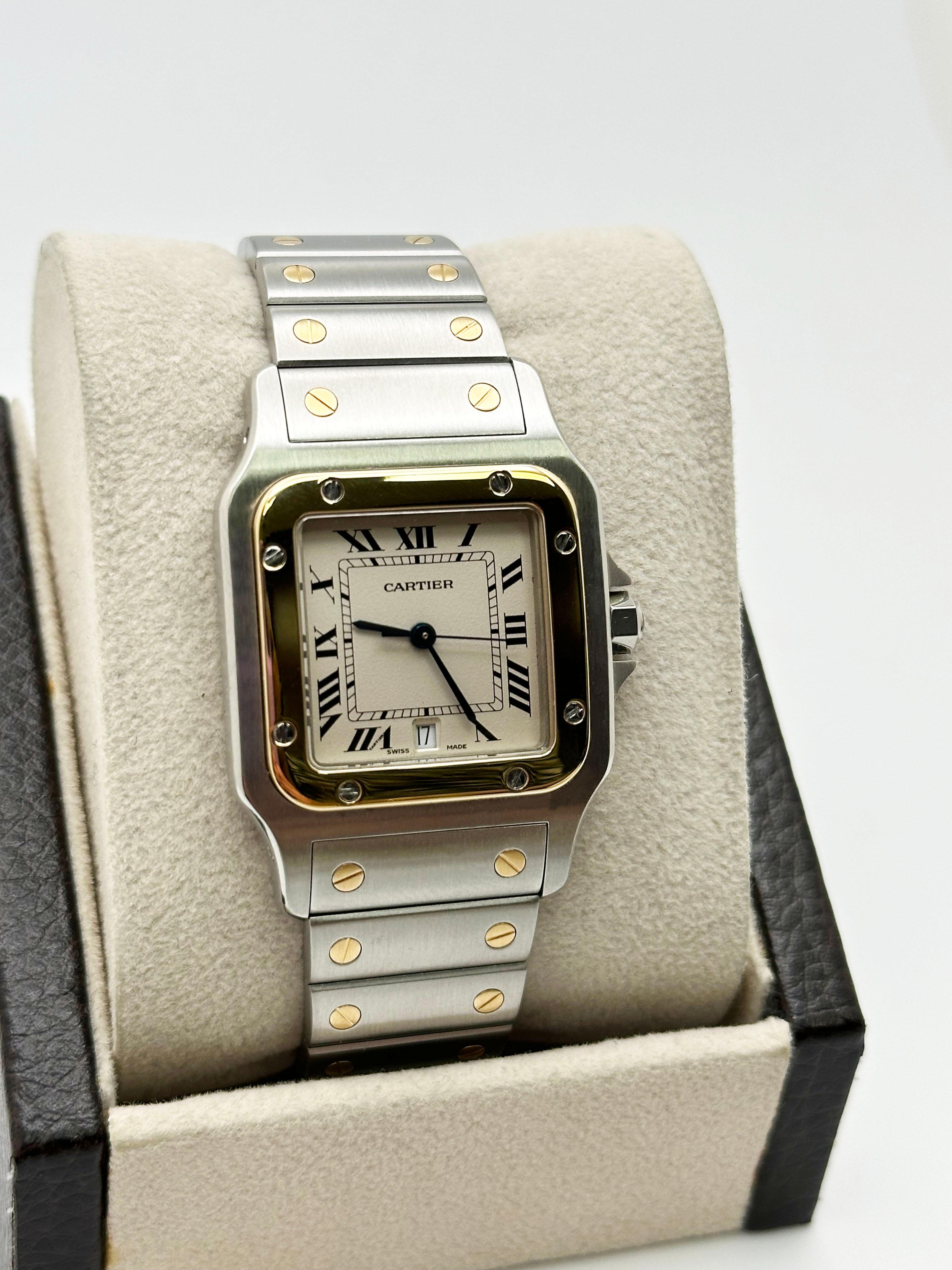 Cartier Santos Galbee 29mm Ref 187901 18K Gelbgold Edelstahl-Kasten aus Edelstahl für Damen oder Herren