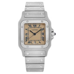 Cartier Santos Galbee Stainless Steel Cream Dial Mens Quartz Watch 987901