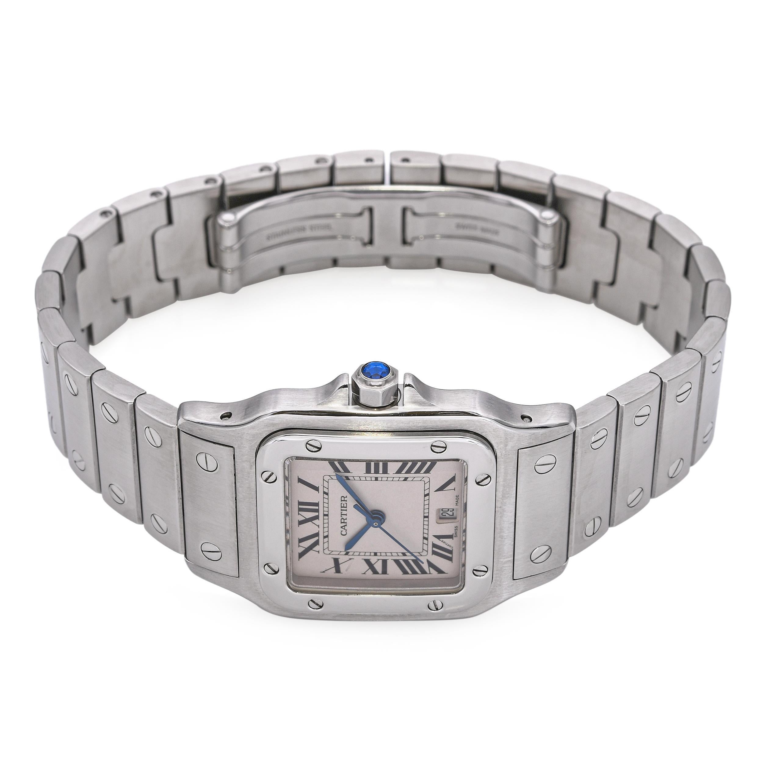 Orologio da uomo Cartier Santos Galbee 29 mm in acciaio inossidabile Ref 1564 In condizioni buone in vendita a New York, NY