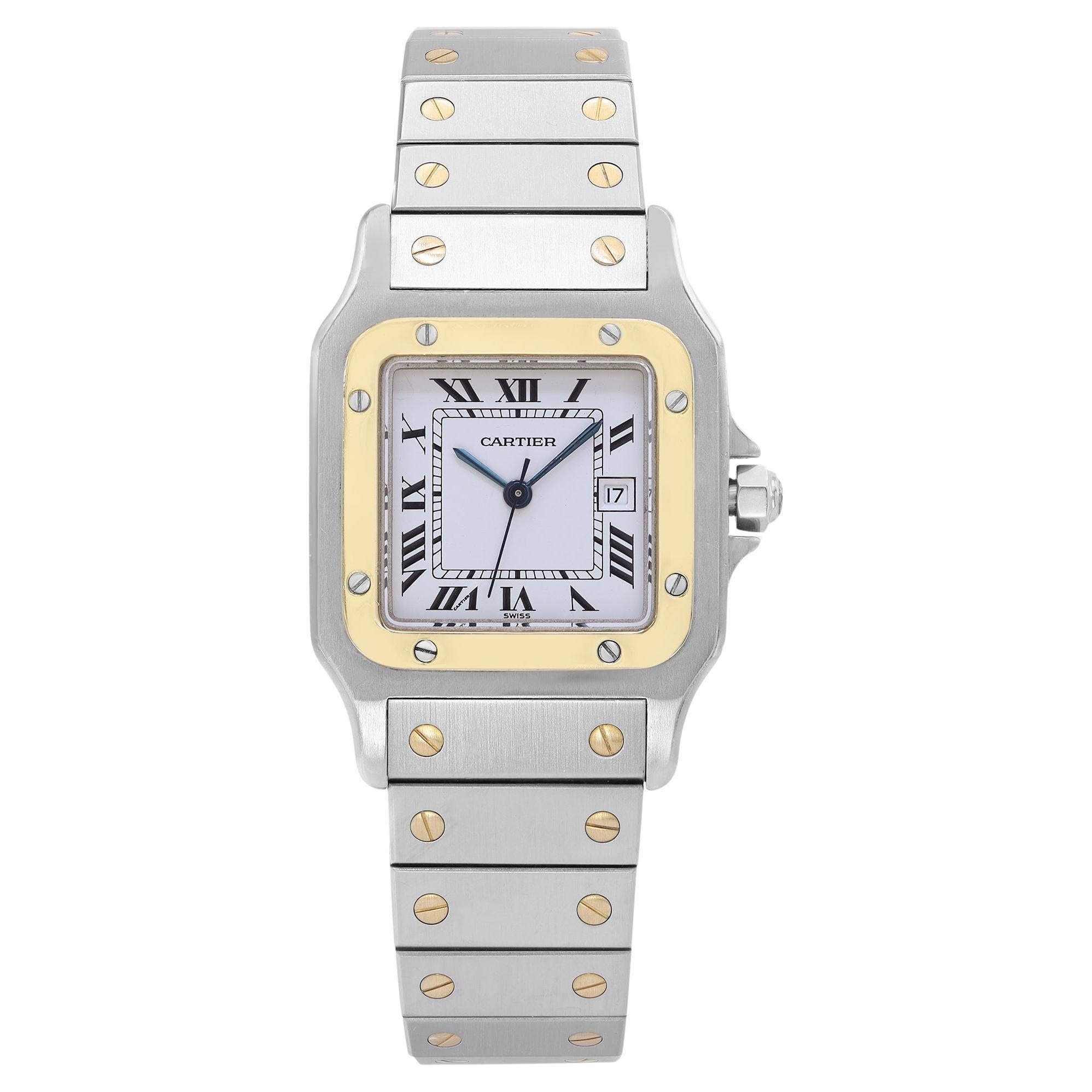 Cartier Santos Galbee Steel 18K Gold White Dial Automatic Unisex Watch 2961