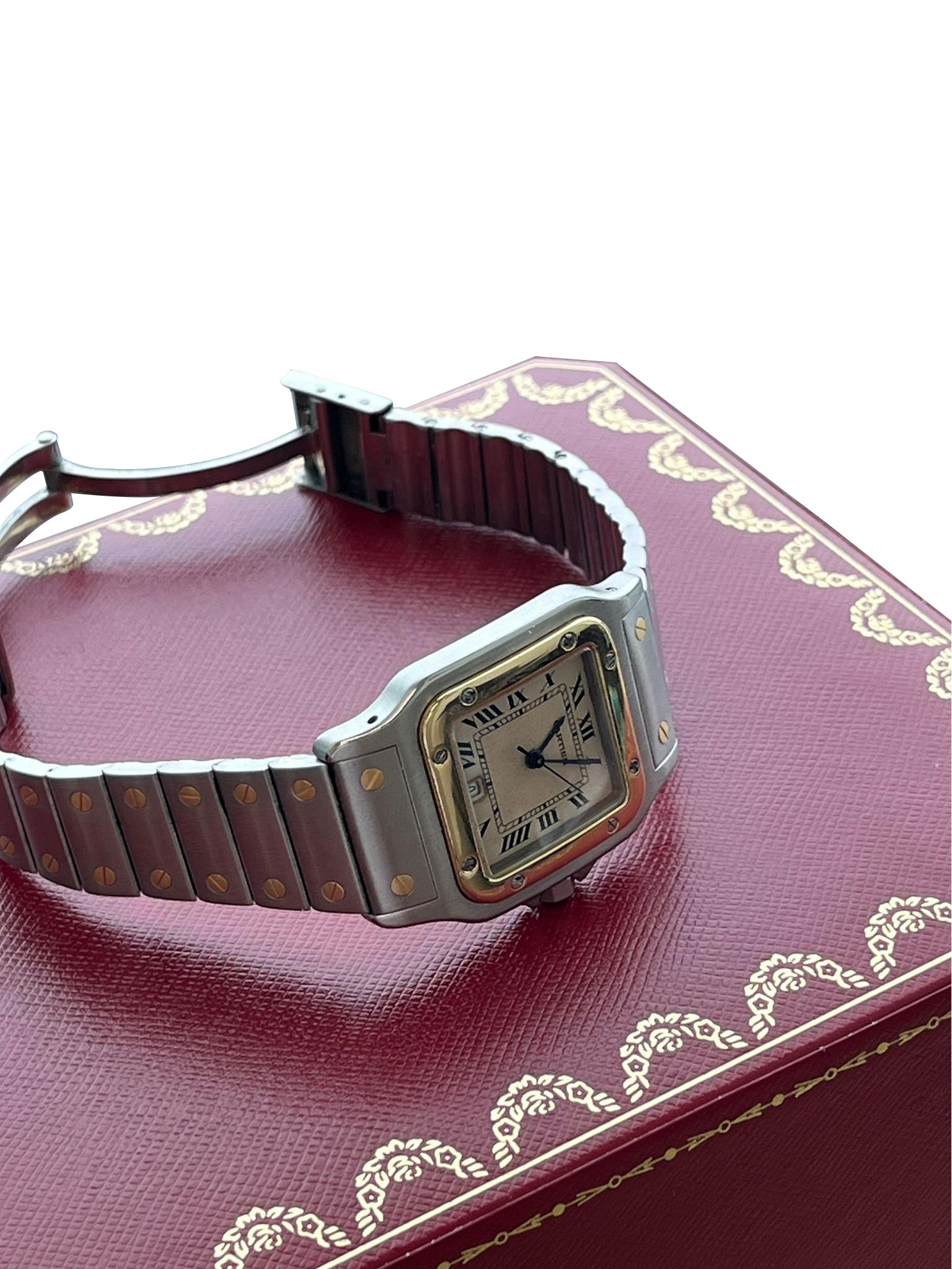 Cartier Santos Galbee 29mm Steel 18K Yellow Gold Mens Watch 187901 For Sale 5