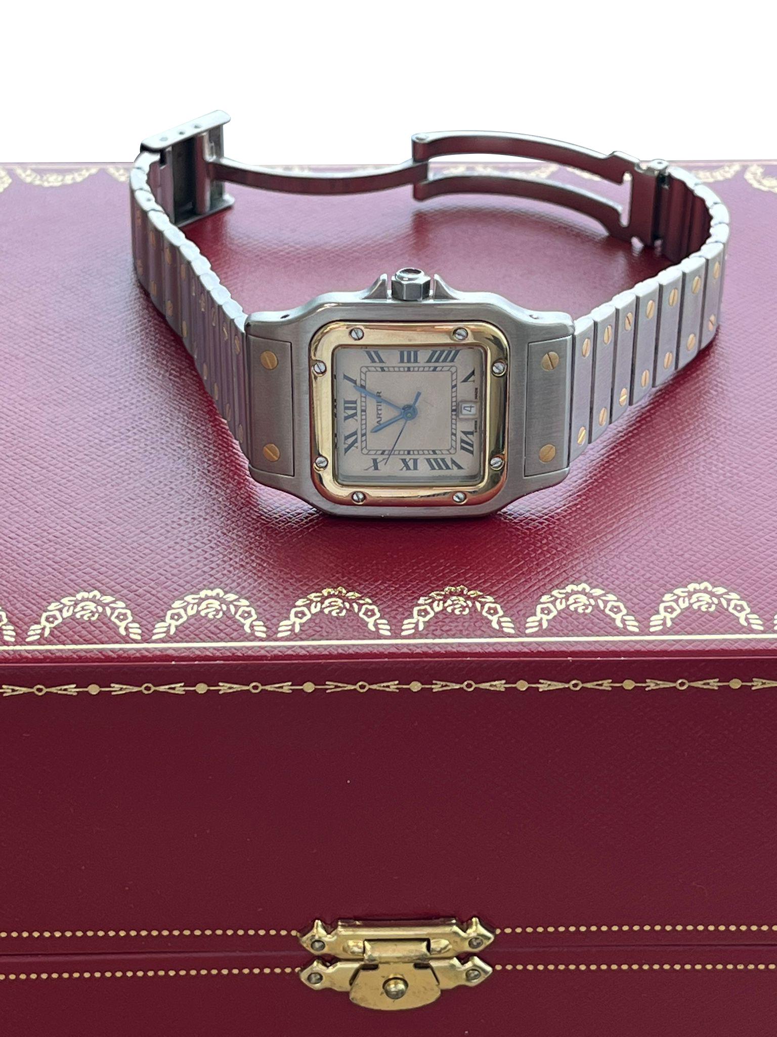 Cartier Santos Galbee 29mm Steel 18K Yellow Gold Mens Watch 187901 For Sale 1