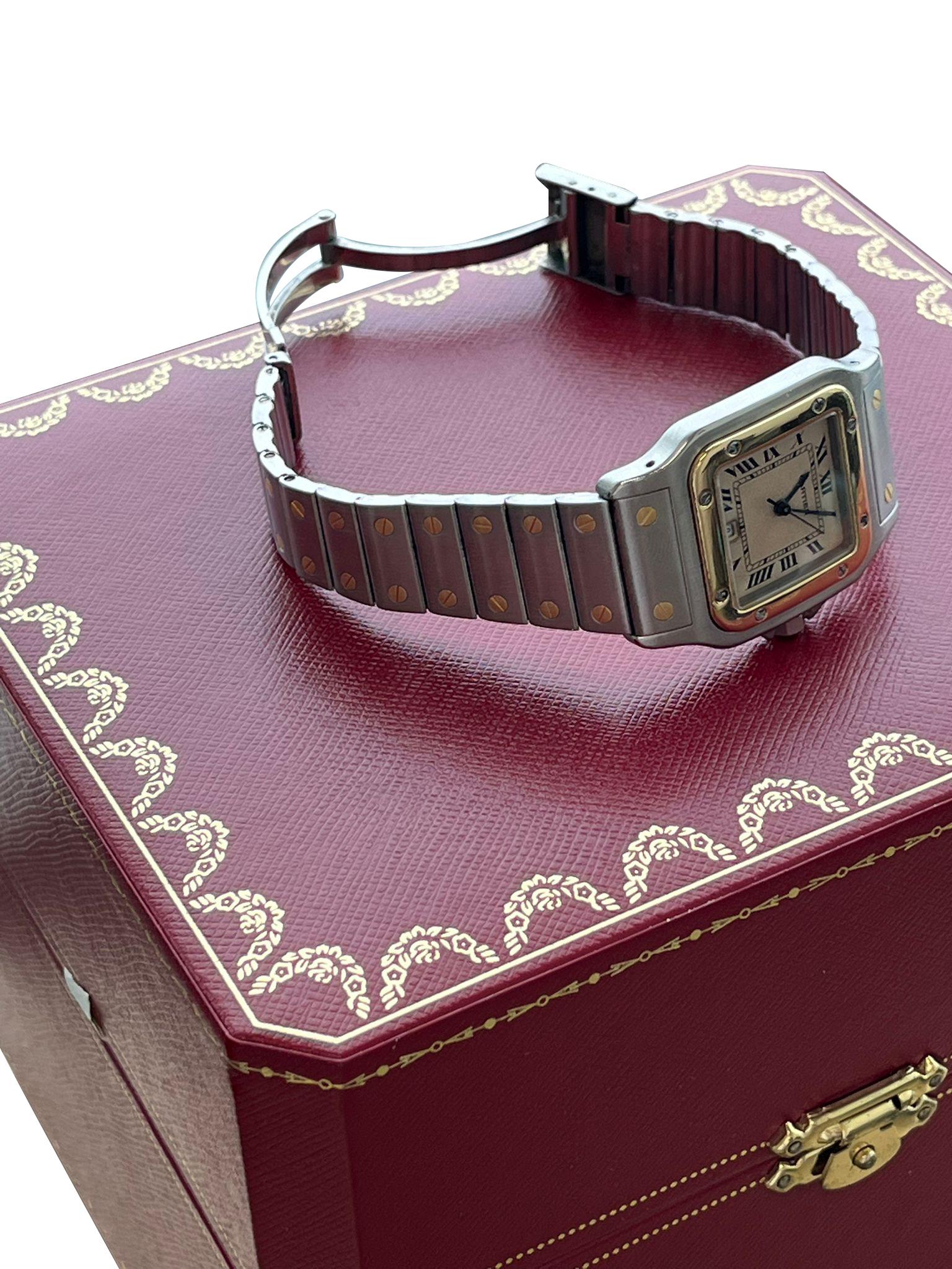 Cartier Santos Galbee 29mm Steel 18K Yellow Gold Mens Watch 187901 For Sale 4
