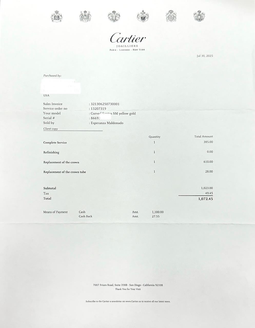 Cartier Santos Galbee 866930 18K Yellow Gold Cream Dial 24mm Service Papers For Sale 8