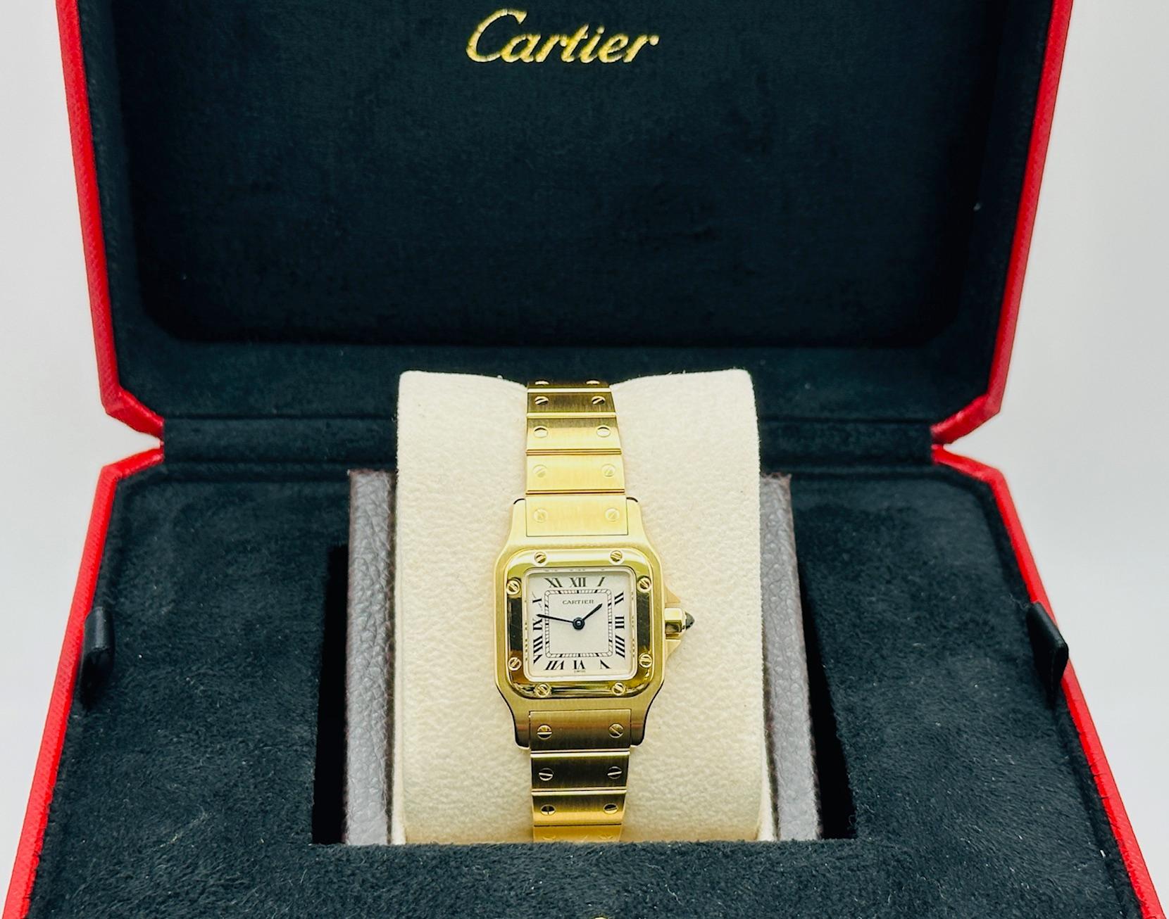 Style Number: 866930



Model: Ladies Cartier Santos Galbee 



Case Material: 18K Yellow Gold

 

Band: 18K Yellow Gold

  

Bezel: 18K Yellow Gold

  

Dial: Cream

 

Face: Sapphire Crystal

 

Case Size: 24mm

 

Includes: 

-Cartier Box &
