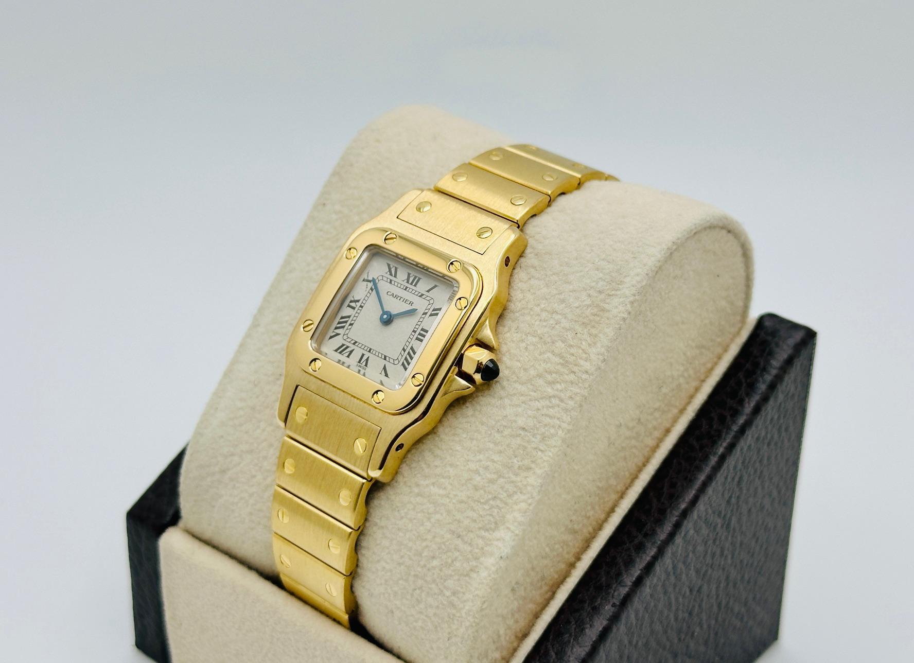 Cartier Santos Galbee 866930 18K Yellow Gold Cream Dial 24mm Service Papers For Sale 1