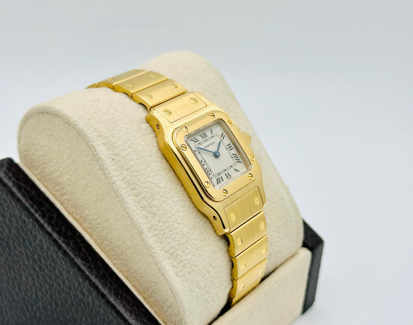 Cartier Santos Galbee 866930 18K Yellow Gold Cream Dial 24mm Service Papers For Sale 2