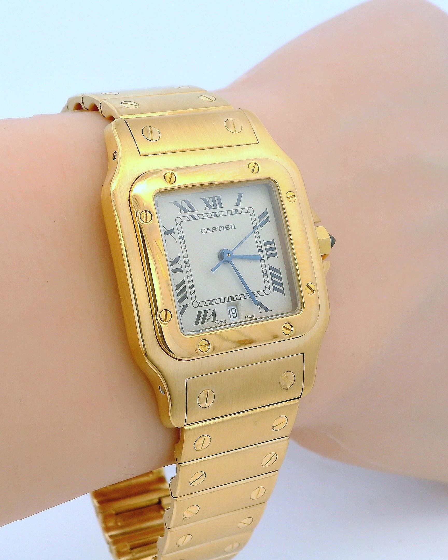 Montre Cartier Santos Galbee 887901 en or jaune 18 carats en vente 5