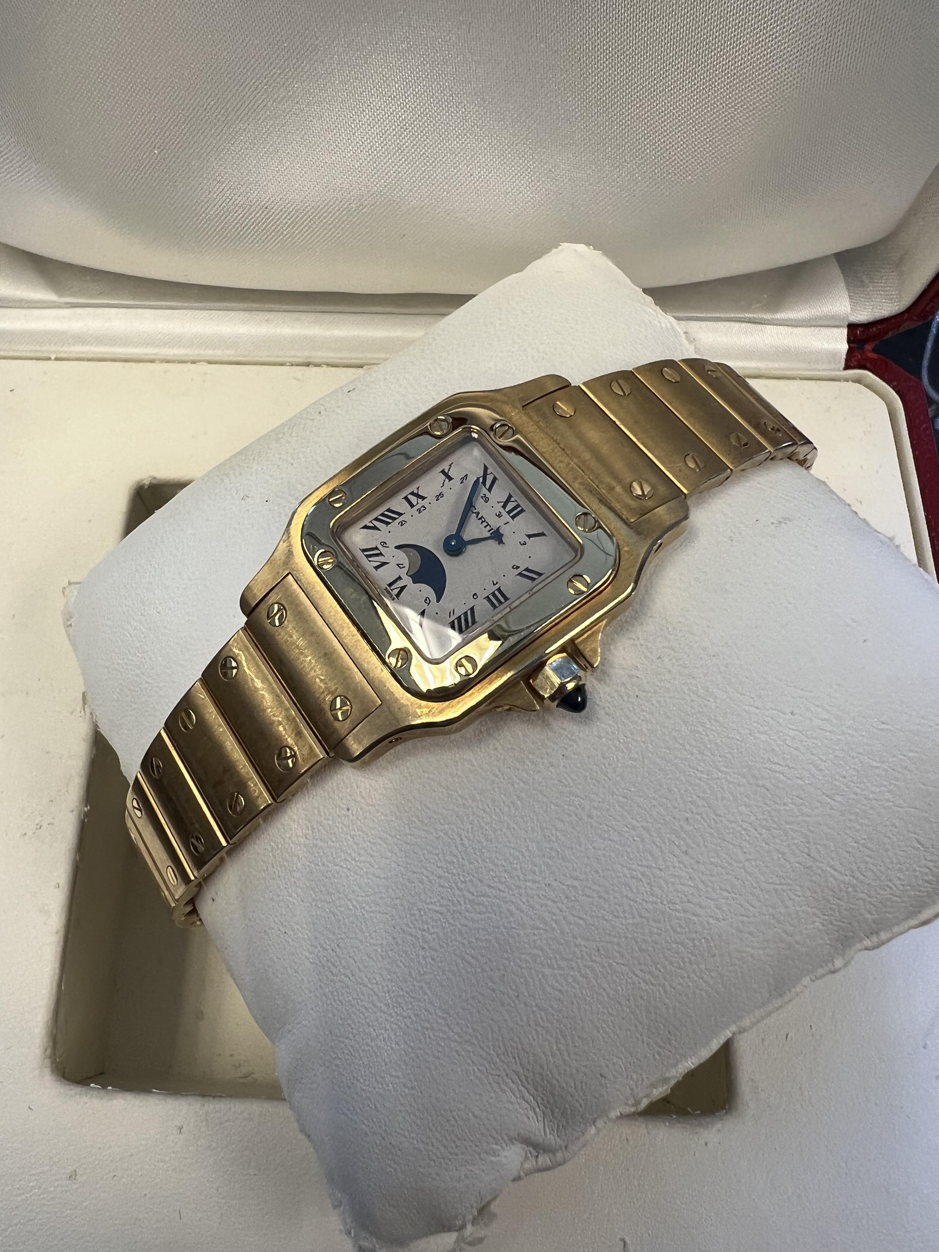 Contemporaneo Cartier Santos Galbée fasi lunari in oro giallo con ricevuta originale in vendita