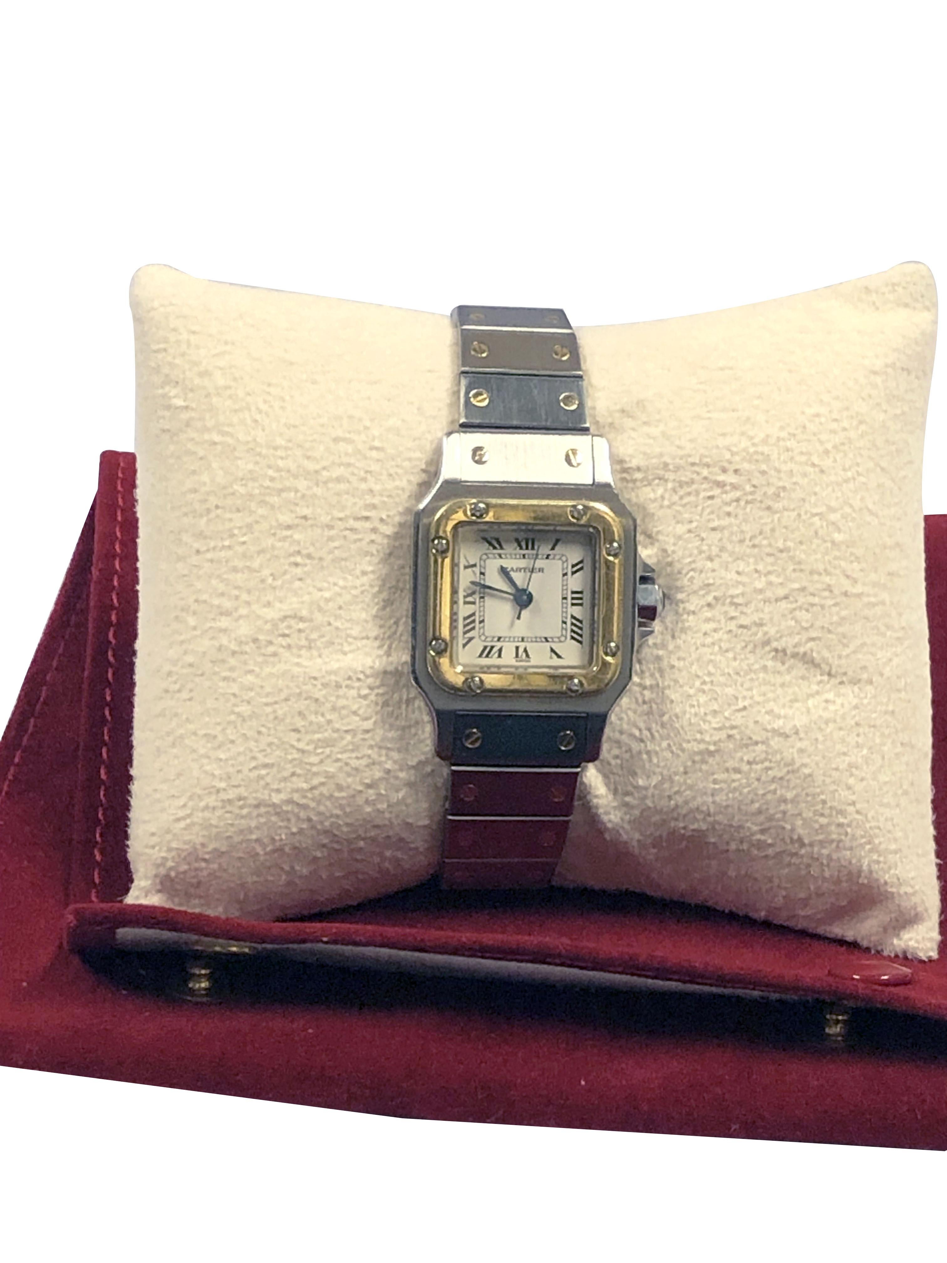 Cartier Santos Galbee collection Ladies Automatic Steel and Gold Wrist watch For Sale 1
