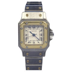 Cartier Santos Galbee Kollektion Damenarmbanduhr aus Automatikstahl und Gold