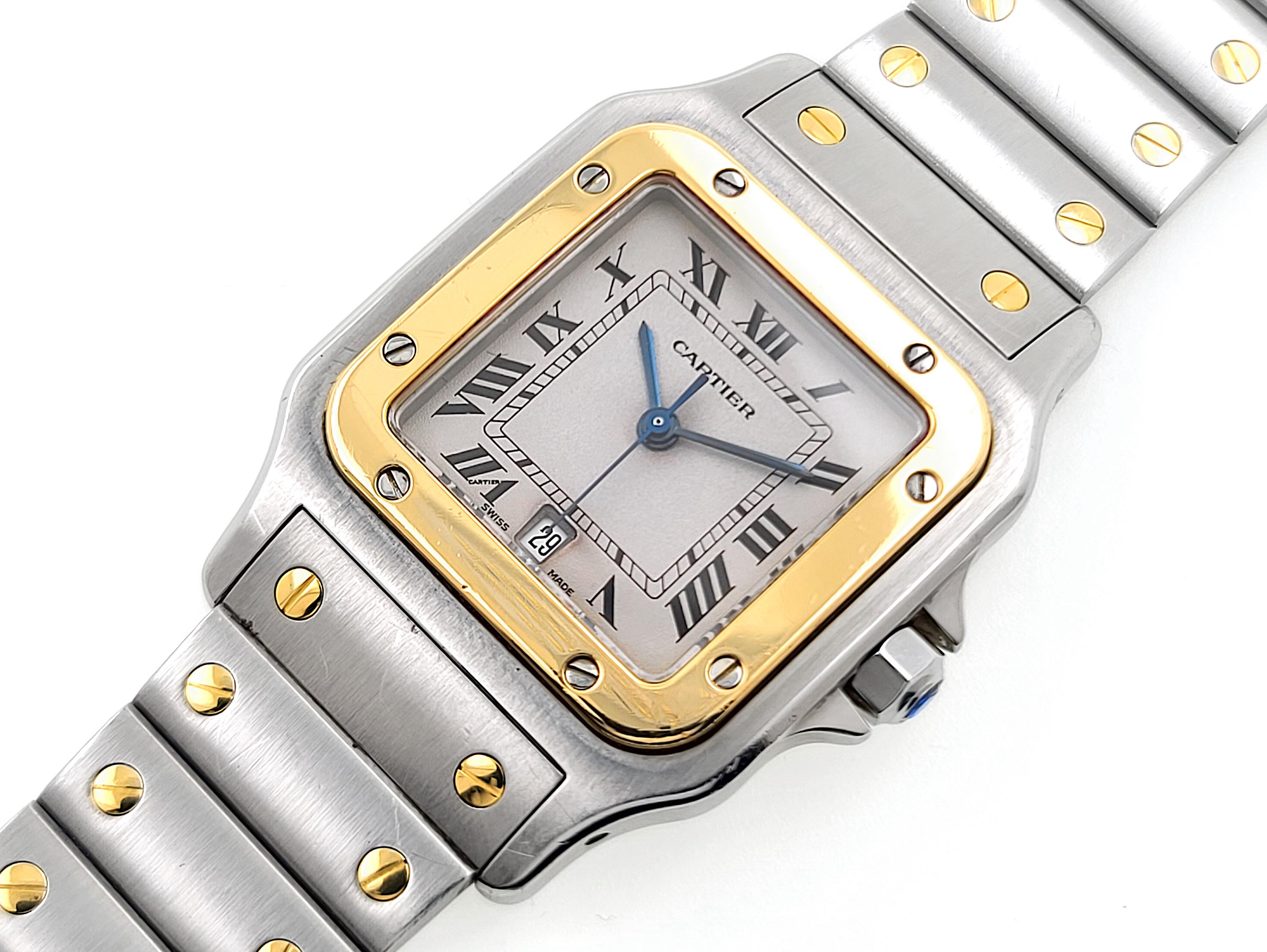 Cabochon Cartier Santos Galbee Date 1566 Large LM GM 18k Gold Stainless Steel Carree