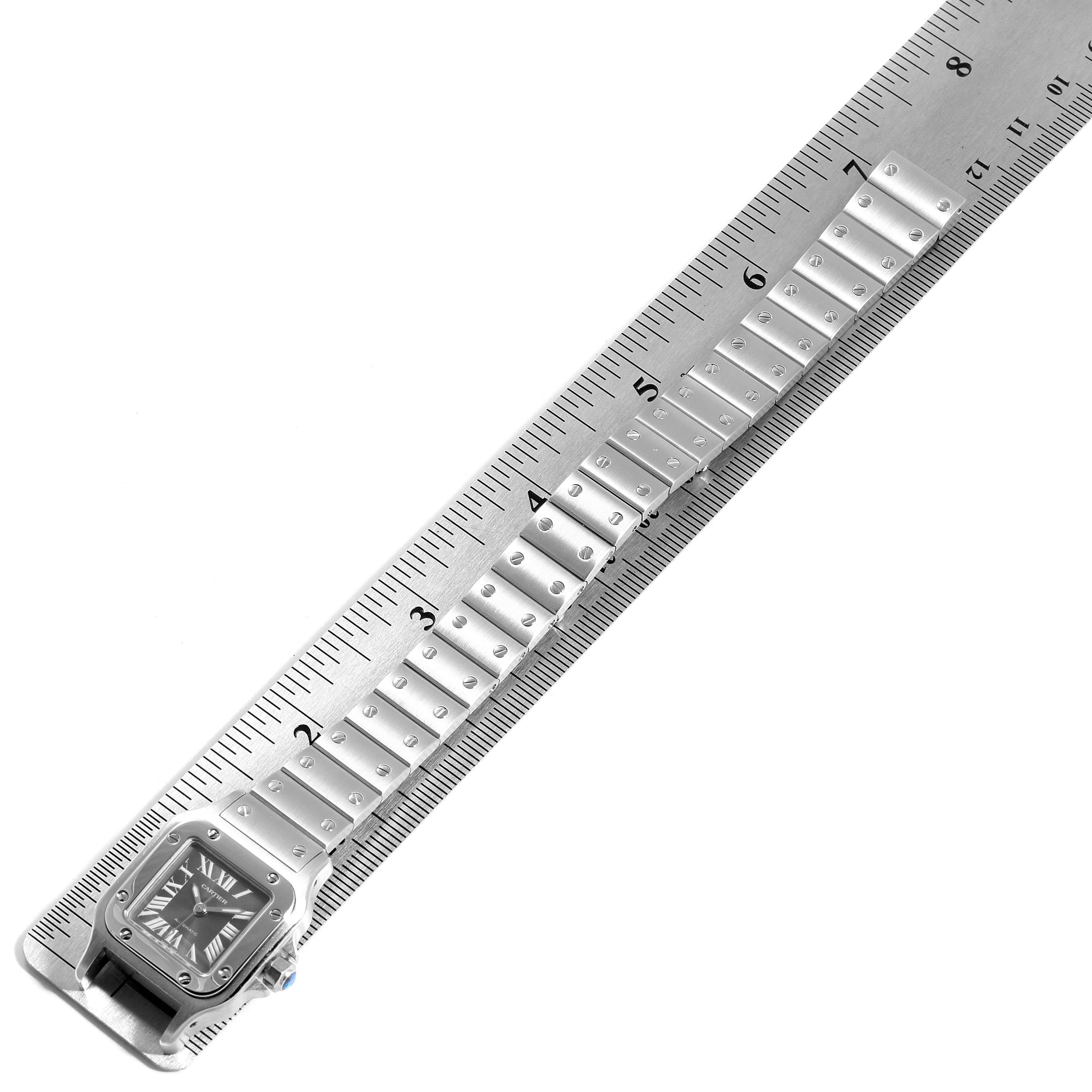 Cartier Santos Galbee Grey Dial Automatic Steel Ladies Watch W20066D6 For Sale 1
