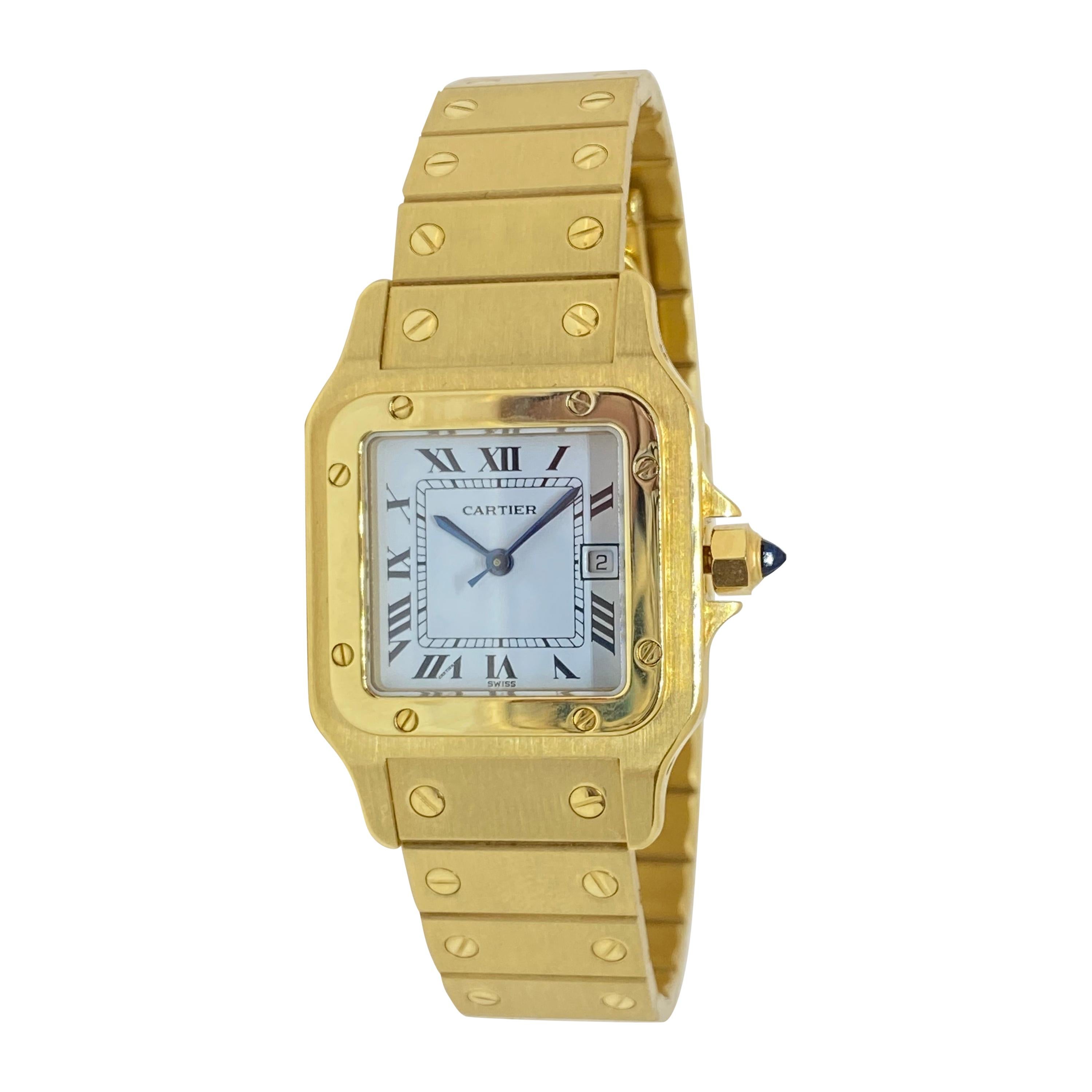 Cartier Santos Automatic Heavy Solid All 18 Karat Yellow Gold Watch 83DWT