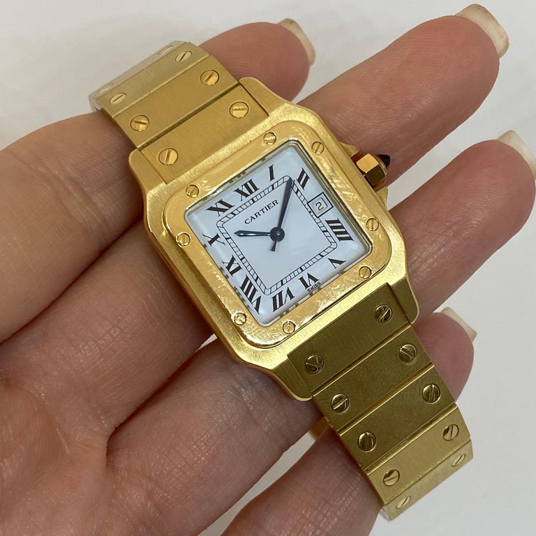 Cartier Santos Galbee Heavy Solid All 18 Karat Yellow Gold Automatic