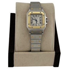 Cartier Santos Galbee Ladies 0902 24mm White Dial 18k Gold Stainless Steel