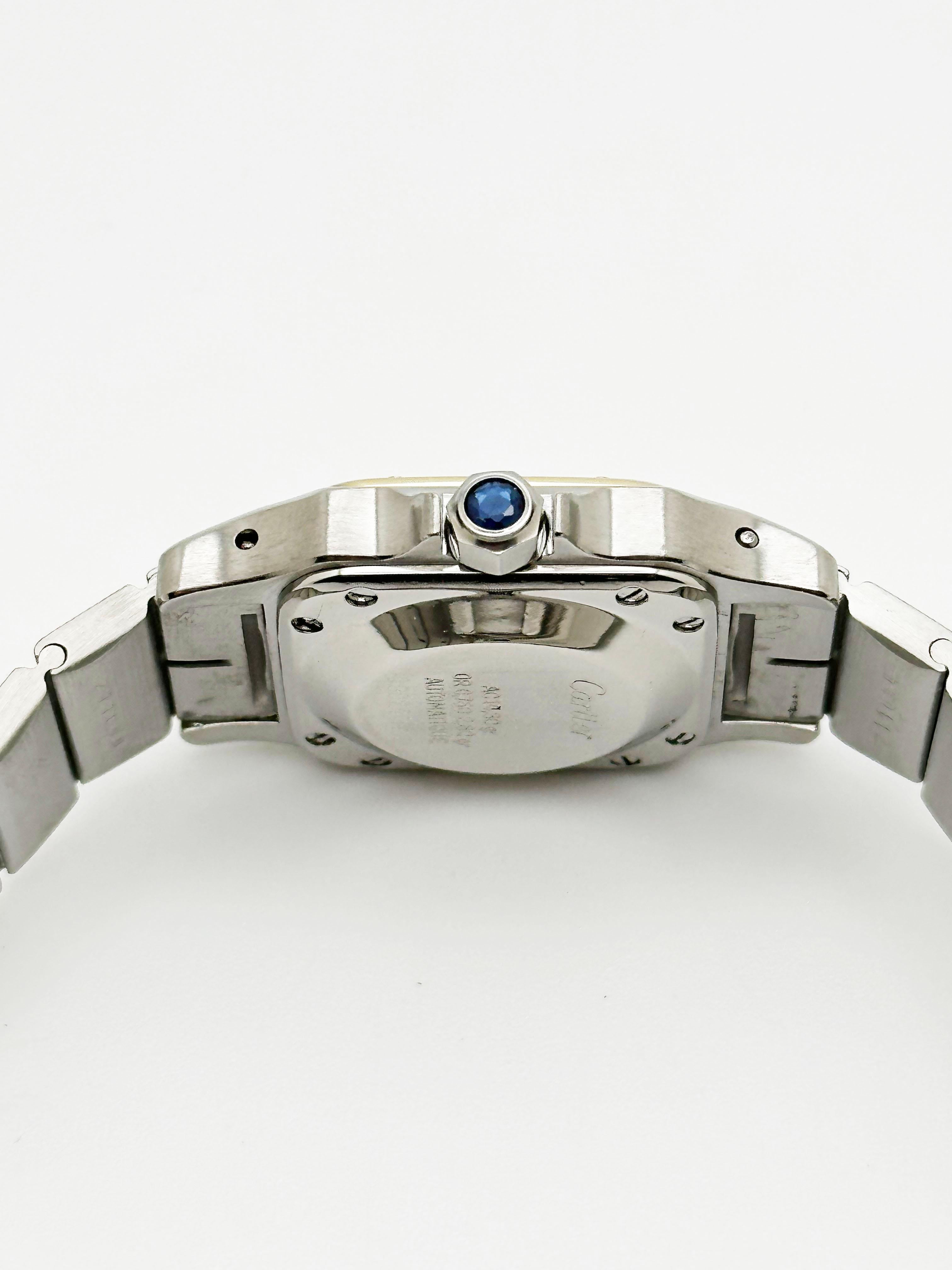 Cartier Santos Galbee Damen 0902 24mm Weißes römisches Zifferblatt 18K Gelbgold Stahl 5