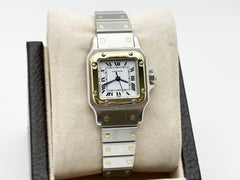 Cartier Santos Galbee Ladies 0902 24mm White Roman Dial 18K Yellow Gold Steel