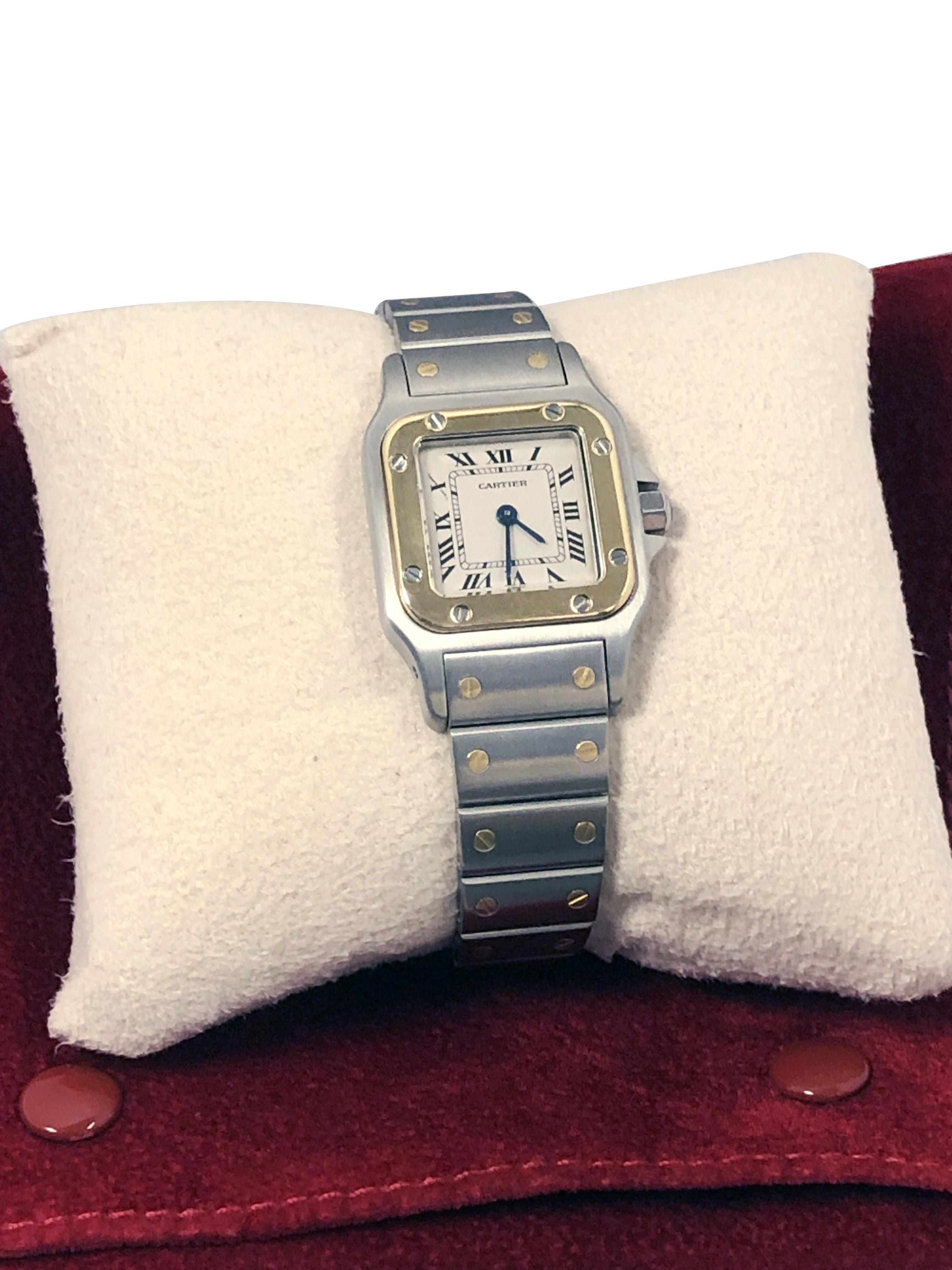 Cartier Santos Galbee Reloj de pulsera de cuarzo para señora de 18 quilates y acero 2