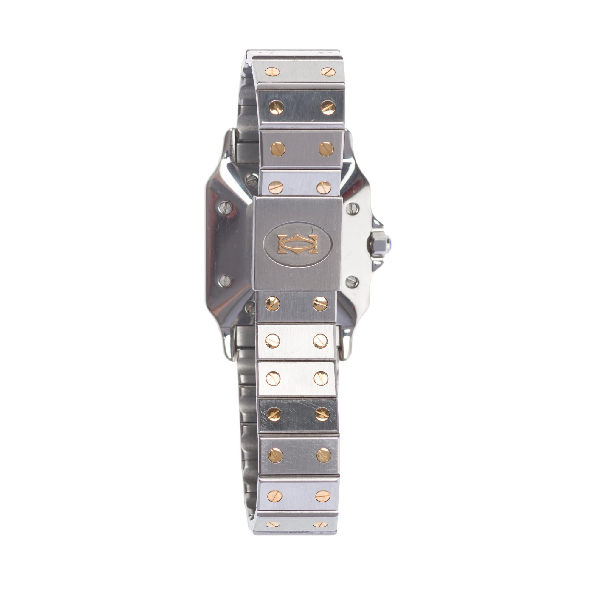 Superb Uhr Frau Cartier Santos Galbée bicolor

Uhrwerk: Automatik
Gehäuse: Gold/Stahl
Armband/Armreif: Original
Armbandlänge: für Handgelenke bis zu 16 cm
Schließe: Original
Unterschrift: 