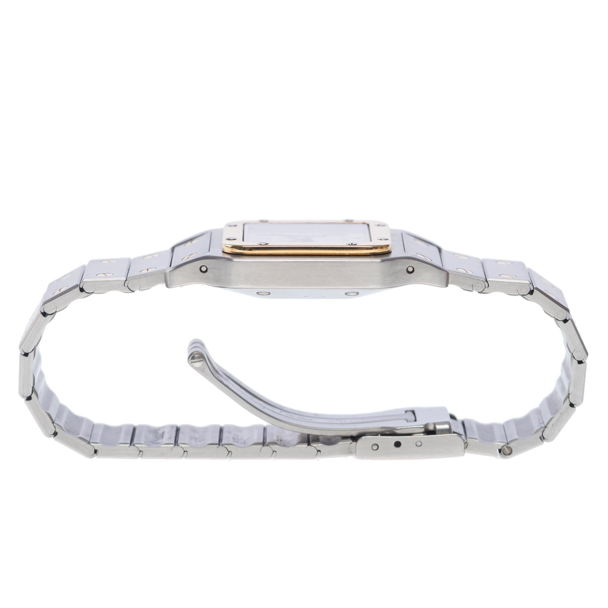 Montre-bracelet bicolore pour dame Cartier Santos Galbée en or jaune et acier Bon état - En vente à Paris, IDF
